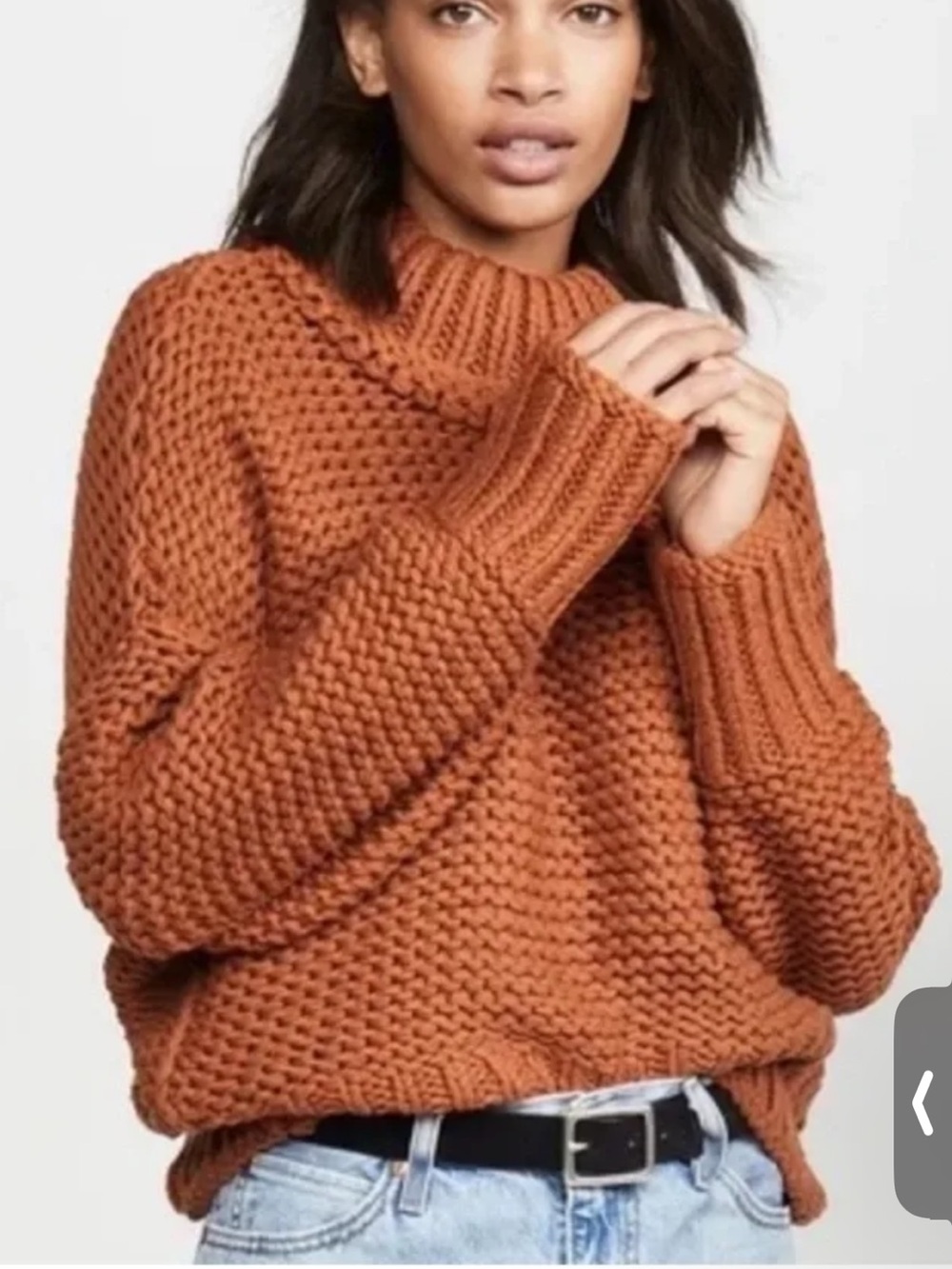 Free People womans Cozy Chunky rust Knit Sweater size L